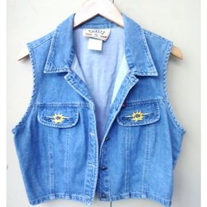 Vintage Tickets Clothing Denim Vest Sz 13/14
